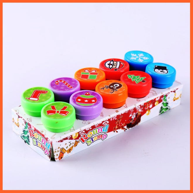 whatagift.com.au Kids Stamps 10pcs Christmas 10pcs Assorted  Self-ink Smiley Face Seal Scrapbooking DIY Painting Toy Stamps