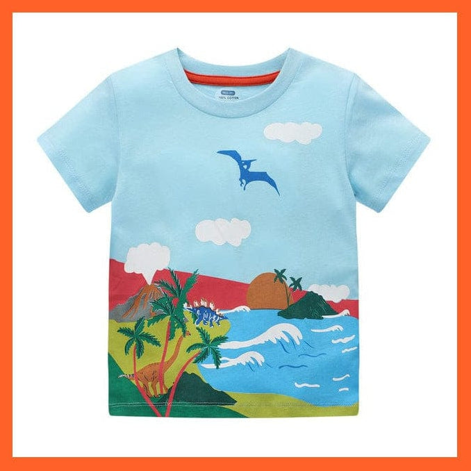 whatagift.com.au Kids T-shirts 10 / 3-4years Summer 2022 New Cartoon Cute Dinosaur Print Short Sleeve T-Shirt
