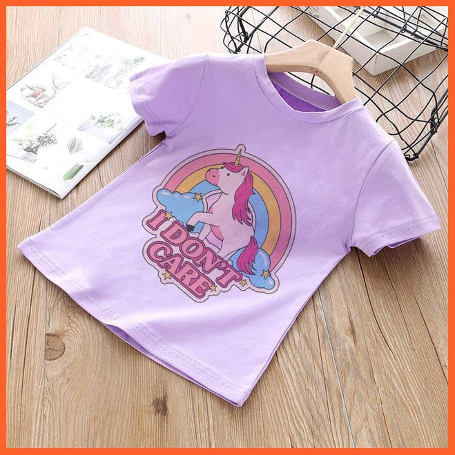 whatagift.com.au Kids T-shirts 16688-purple / 4T Summer Cartoon Animals Baby Kids T-Shirt | Cute Short Sleeve Printed Toddler Tee