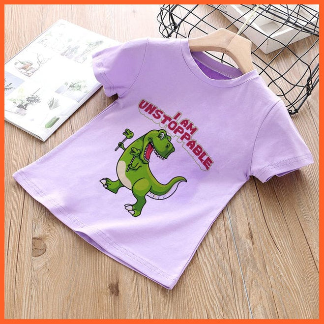 whatagift.com.au Kids T-shirts 16690-purple / 8T Summer Cartoon Animals Baby Kids T-Shirt | Cute Short Sleeve Printed Toddler Tee