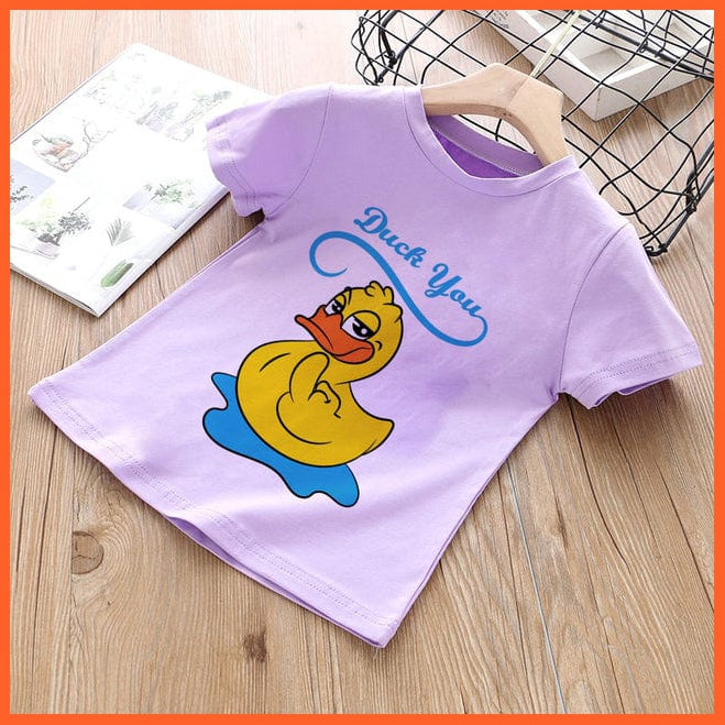 whatagift.com.au Kids T-shirts 16691-purple / 8T Summer Cartoon Animals Baby Kids T-Shirt | Cute Short Sleeve Printed Toddler Tee