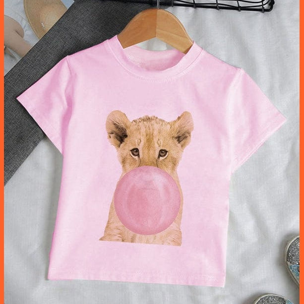 whatagift.com.au Kids T-shirts 18334-pink / 5T Baby Elephant Funny Streetwear Round Neck Cartoon Casual Kids T-shirt Tops