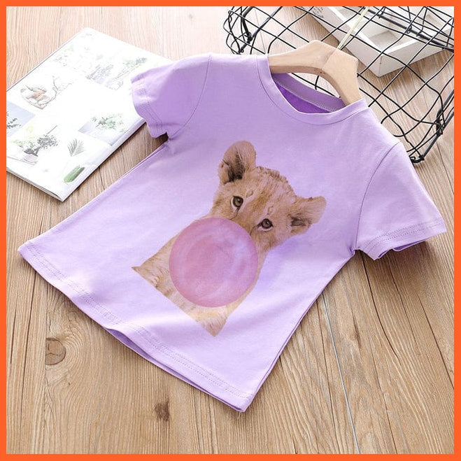 whatagift.com.au Kids T-shirts 18334-purple / 24M Baby Elephant Funny Streetwear Round Neck Cartoon Casual Kids T-shirt Tops