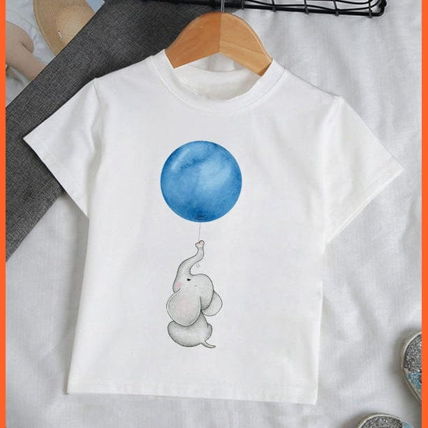 whatagift.com.au Kids T-shirts 19215 / 24M Baby Elephant Funny Streetwear Round Neck Cartoon Casual Kids T-shirt Tops