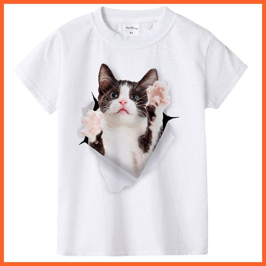 whatagift.com.au Kids T-shirts 2022 New Fashion Summer Cute Kids Short Sleeve Printed Cat T-Shirt Tops
