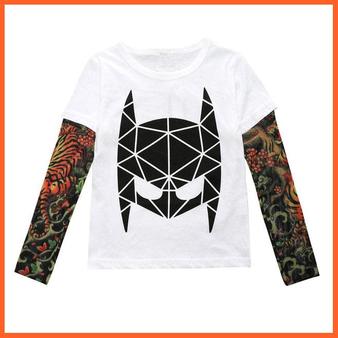 whatagift.com.au Kids T-shirts 7764-MianJu / 2T New Novelty Tattoo Long Sleeve Children Cotton Boys Kids T-Shirts