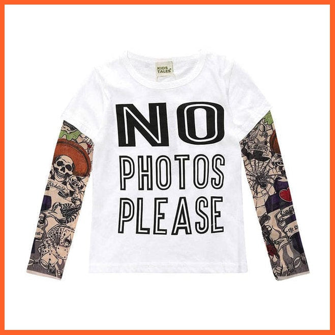 whatagift.com.au Kids T-shirts 7764-NO / 2T New Novelty Tattoo Long Sleeve Children Cotton Boys Kids T-Shirts
