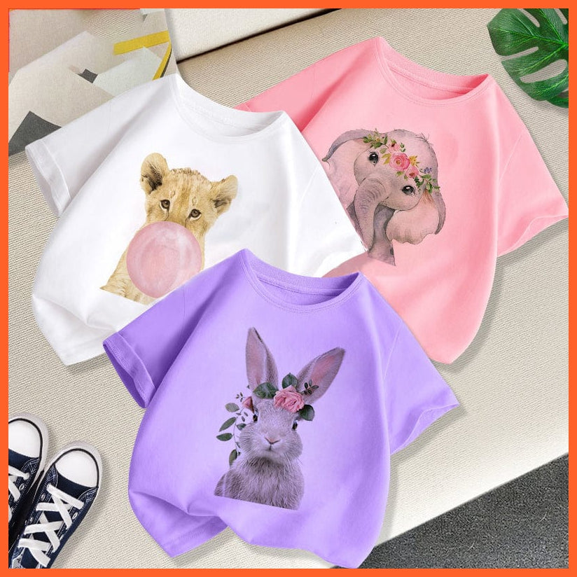 whatagift.com.au Kids T-shirts Baby Elephant Funny Streetwear Round Neck Cartoon Casual Kids T-shirt Tops