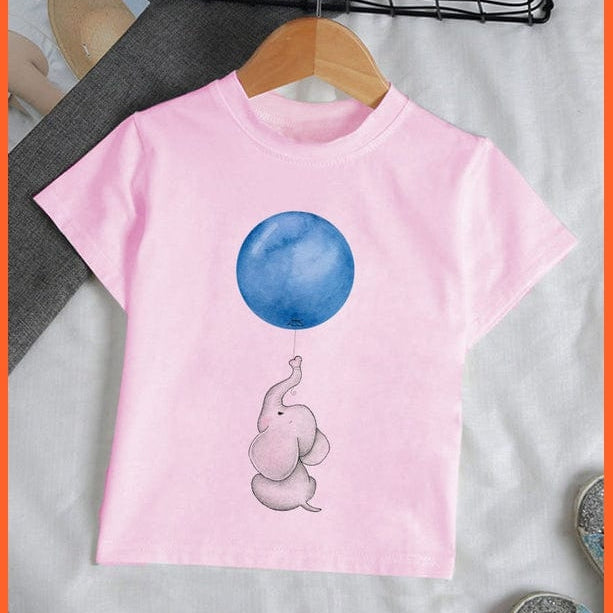 whatagift.com.au Kids T-shirts Baby Elephant Funny Streetwear Round Neck Cartoon Casual Kids T-shirt Tops