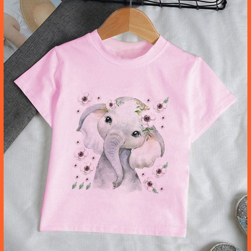 whatagift.com.au Kids T-shirts Baby Elephant Funny Streetwear Round Neck Cartoon Casual Kids T-shirt Tops