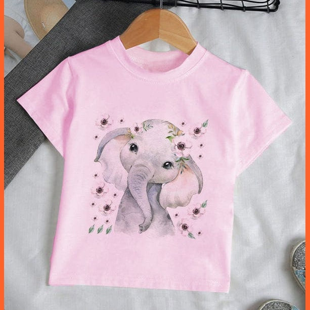 whatagift.com.au Kids T-shirts Baby Elephant Funny Streetwear Round Neck Cartoon Casual Kids T-shirt Tops