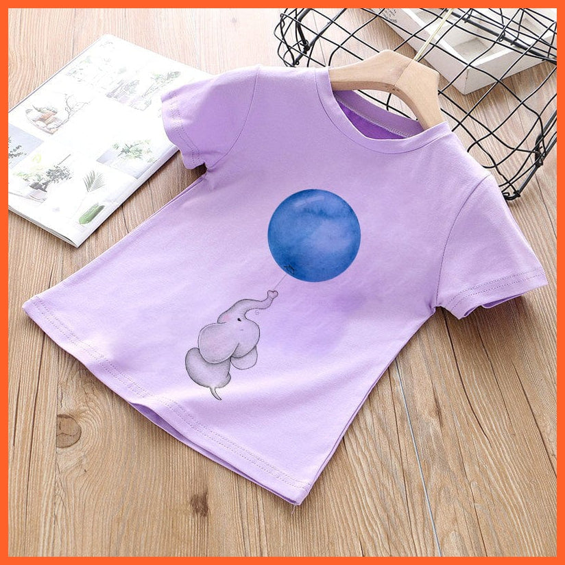 whatagift.com.au Kids T-shirts Baby Elephant Funny Streetwear Round Neck Cartoon Casual Kids T-shirt Tops