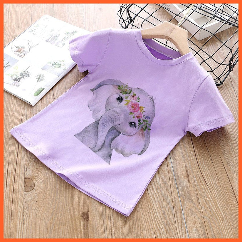 whatagift.com.au Kids T-shirts Baby Elephant Funny Streetwear Round Neck Cartoon Casual Kids T-shirt Tops
