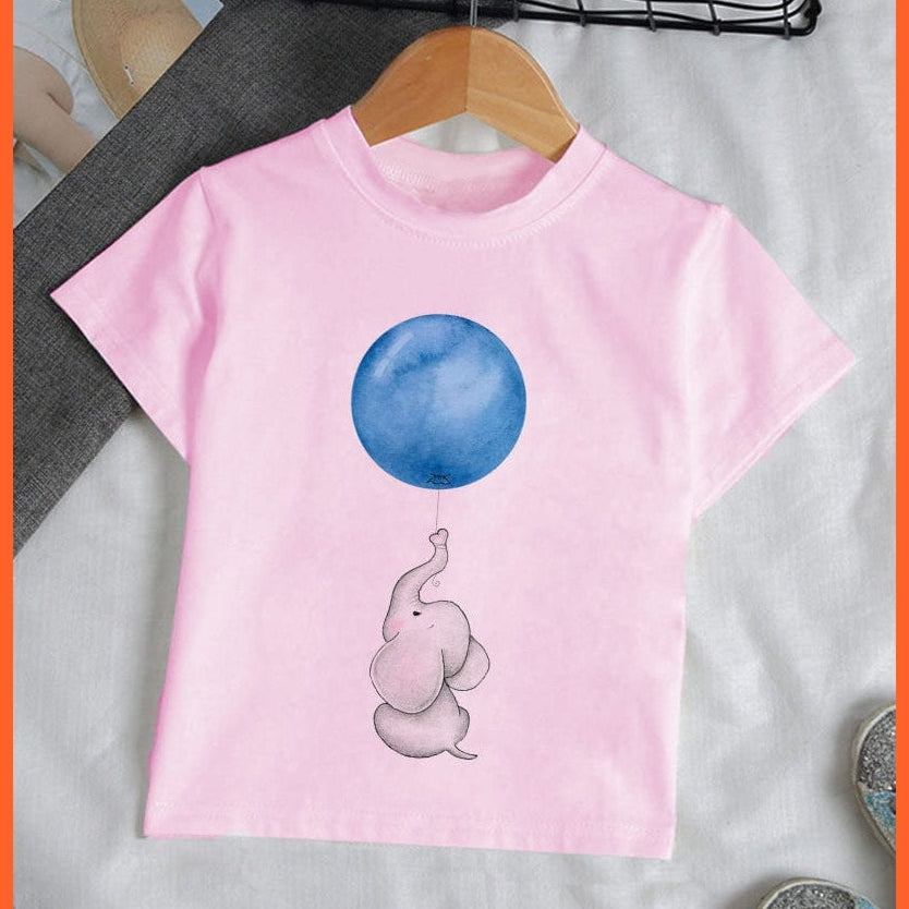 whatagift.com.au Kids T-shirts Baby Elephant Funny Streetwear Round Neck Cartoon Casual Kids T-shirt Tops
