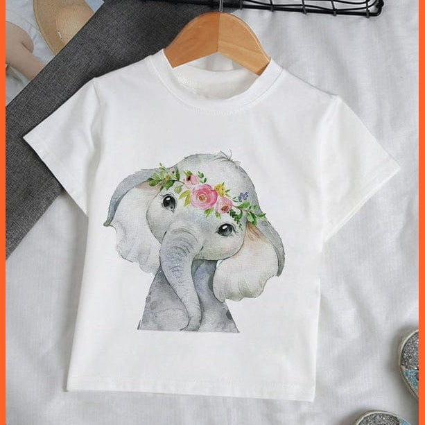 whatagift.com.au Kids T-shirts Baby Elephant Funny Streetwear Round Neck Cartoon Casual Kids T-shirt Tops