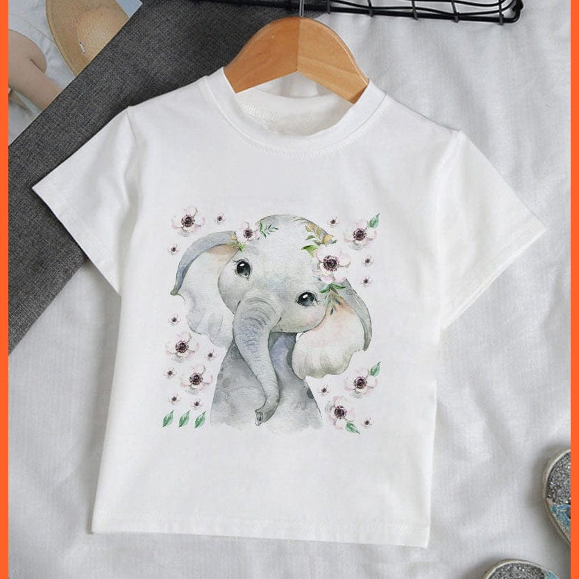 whatagift.com.au Kids T-shirts Baby Elephant Funny Streetwear Round Neck Cartoon Casual Kids T-shirt Tops