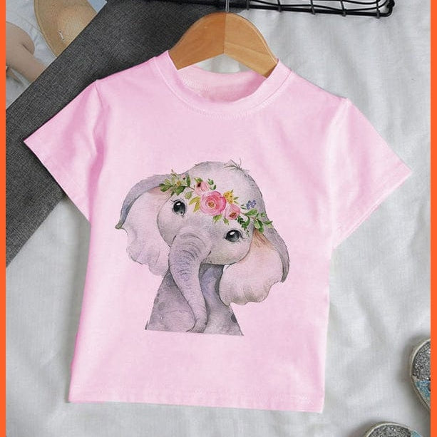 whatagift.com.au Kids T-shirts Baby Elephant Funny Streetwear Round Neck Cartoon Casual Kids T-shirt Tops
