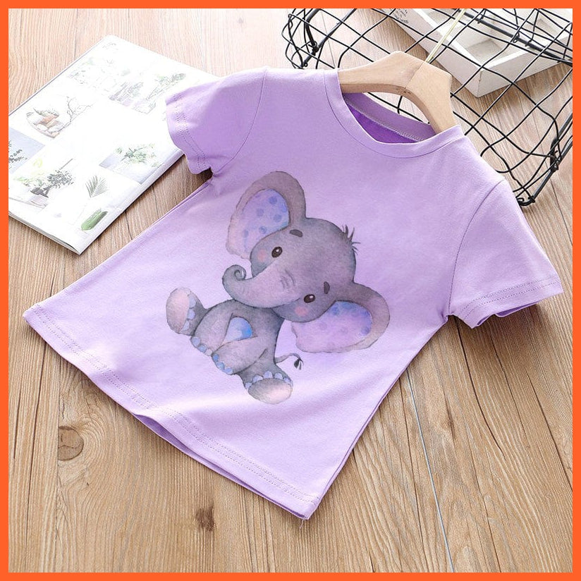 whatagift.com.au Kids T-shirts Baby Elephant Funny Streetwear Round Neck Cartoon Casual Kids T-shirt Tops