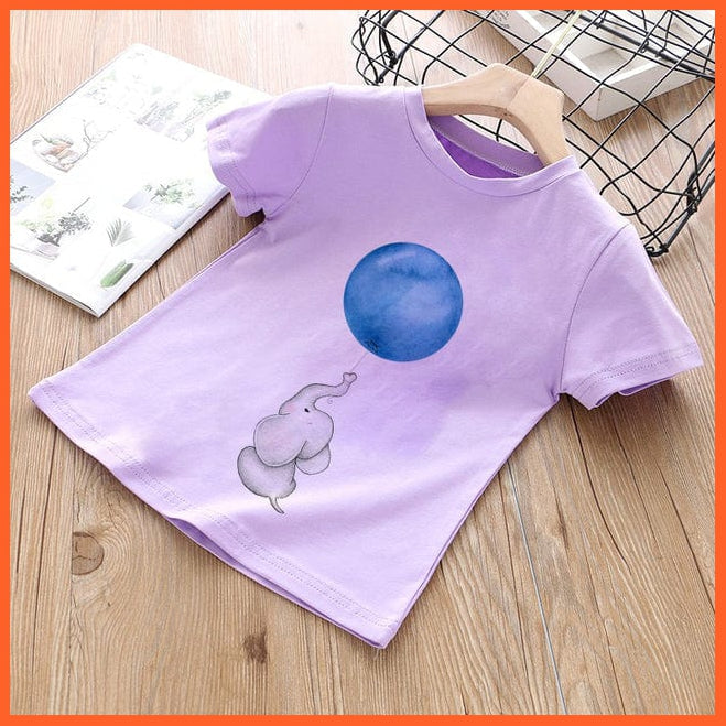 whatagift.com.au Kids T-shirts Baby Elephant Funny Streetwear Round Neck Cartoon Casual Kids T-shirt Tops