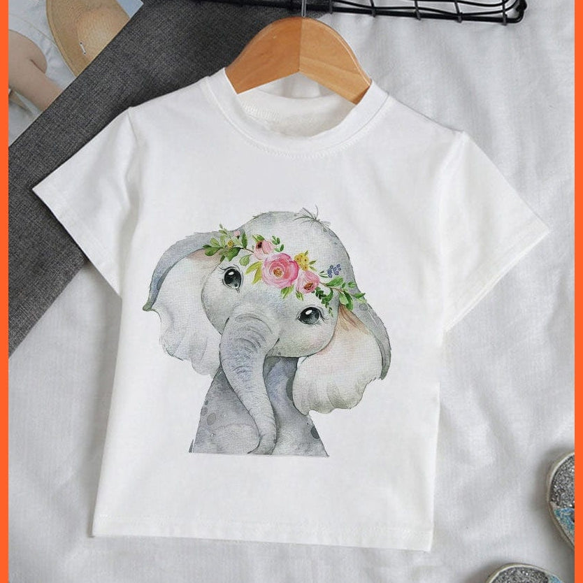 whatagift.com.au Kids T-shirts Baby Elephant Funny Streetwear Round Neck Cartoon Casual Kids T-shirt Tops