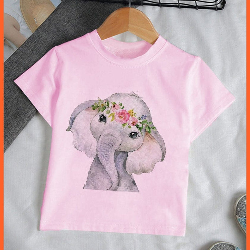 whatagift.com.au Kids T-shirts Baby Elephant Funny Streetwear Round Neck Cartoon Casual Kids T-shirt Tops