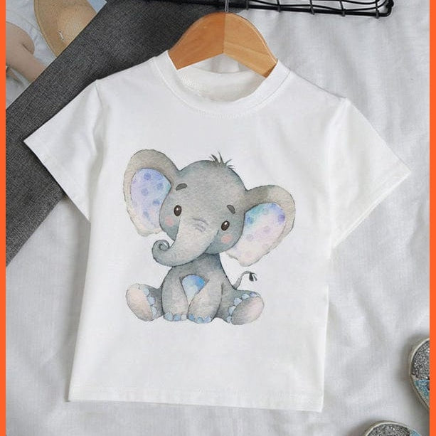 whatagift.com.au Kids T-shirts Baby Elephant Funny Streetwear Round Neck Cartoon Casual Kids T-shirt Tops