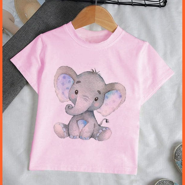 whatagift.com.au Kids T-shirts Baby Elephant Funny Streetwear Round Neck Cartoon Casual Kids T-shirt Tops
