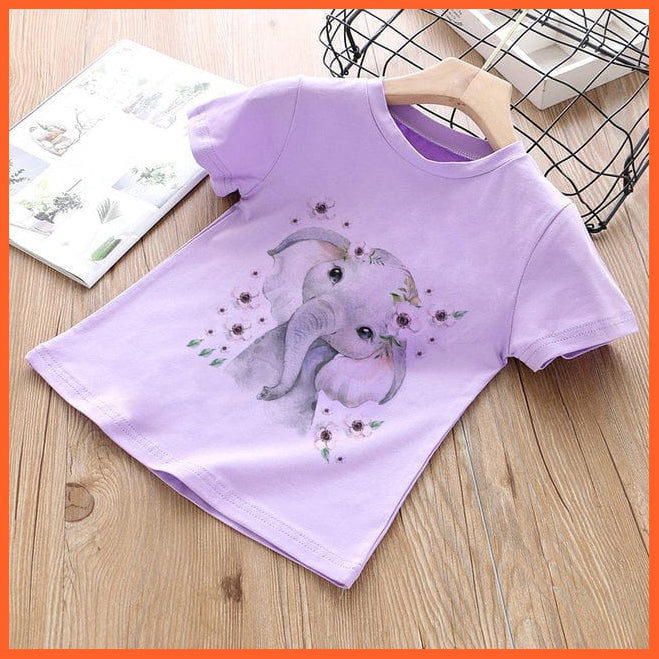 whatagift.com.au Kids T-shirts Baby Elephant Funny Streetwear Round Neck Cartoon Casual Kids T-shirt Tops