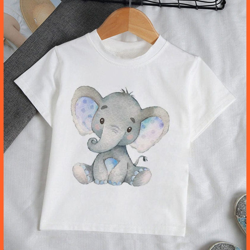 whatagift.com.au Kids T-shirts Baby Elephant Funny Streetwear Round Neck Cartoon Casual Kids T-shirt Tops