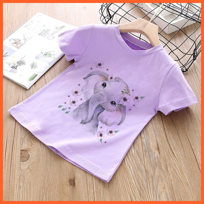 whatagift.com.au Kids T-shirts Baby Elephant Funny Streetwear Round Neck Cartoon Casual Kids T-shirt Tops