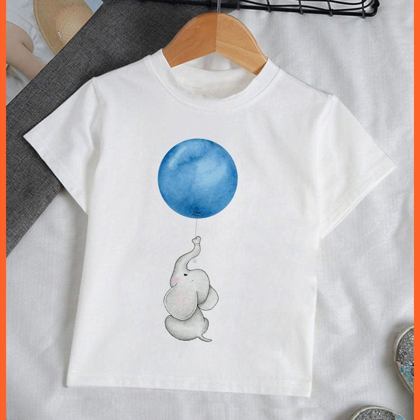 whatagift.com.au Kids T-shirts Baby Elephant Funny Streetwear Round Neck Cartoon Casual Kids T-shirt Tops