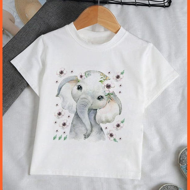 whatagift.com.au Kids T-shirts Baby Elephant Funny Streetwear Round Neck Cartoon Casual Kids T-shirt Tops