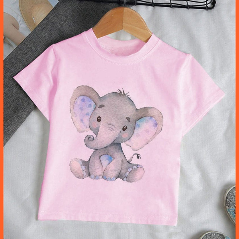 whatagift.com.au Kids T-shirts Baby Elephant Funny Streetwear Round Neck Cartoon Casual Kids T-shirt Tops