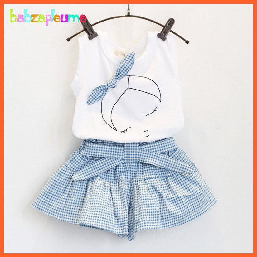 whatagift.com.au Kids T-shirts Baby Girls Toddler Vest+Shorts 2PCS set | 0-7Year Infant Outfits kidswear