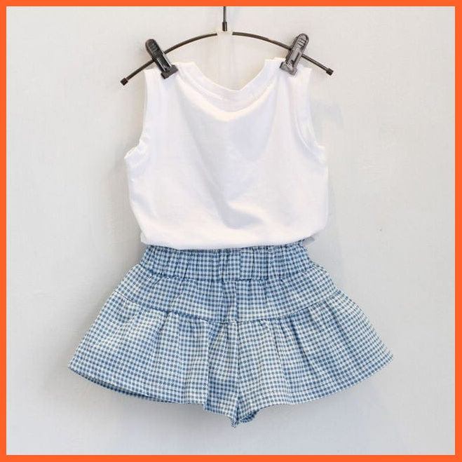 whatagift.com.au Kids T-shirts Baby Girls Toddler Vest+Shorts 2PCS set | 0-7Year Infant Outfits kidswear