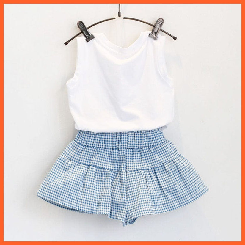 whatagift.com.au Kids T-shirts Baby Girls Toddler Vest+Shorts 2PCS set | 0-7Year Infant Outfits kidswear