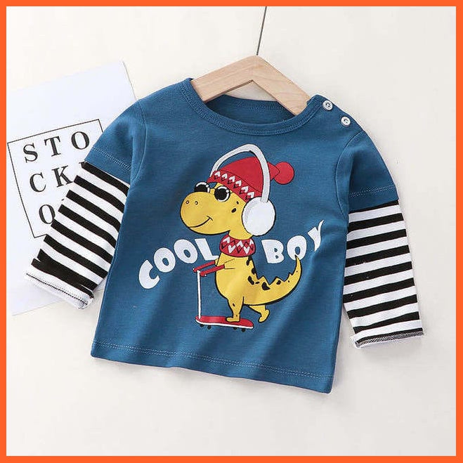 whatagift.com.au Kids T-shirts cool boy / 2-3Y Spring Baby Long Sleeve Cartoon Printed T-shirt Cotton Girl Boy Kids Top Tees