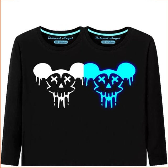 whatagift.com.au Kids T-shirts CTYGMK / 5 / China Kids 3D Print Luminous Cartoon Cotton Teen Costume Black T-Shirt