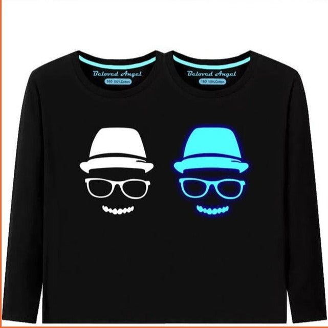 whatagift.com.au Kids T-shirts CTYGRL / 7 / China Kids 3D Print Luminous Cartoon Cotton Teen Costume Black T-Shirt
