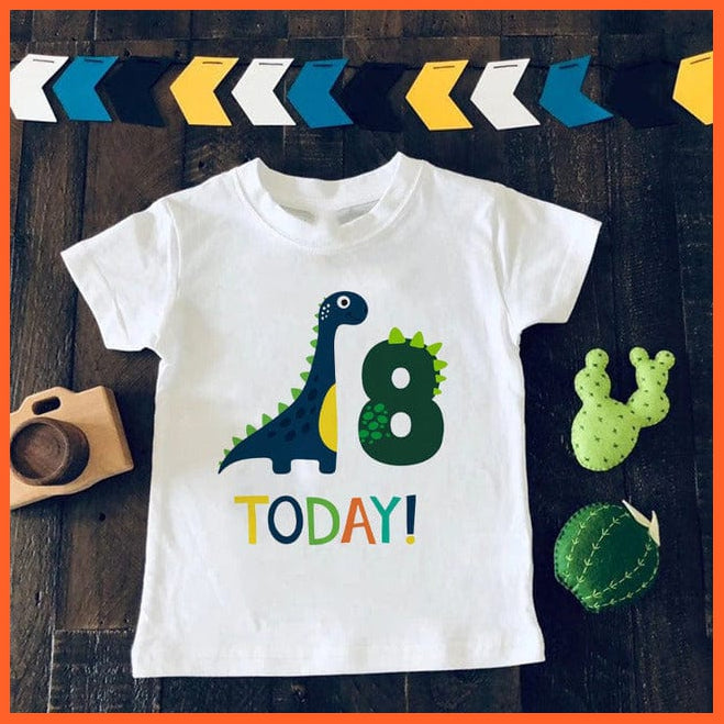 whatagift.com.au Kids T-shirts Dinosaur Birthday Number Cartoon Tee Tops | Children Animal Funny Kids T-shirt