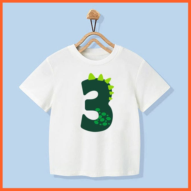 whatagift.com.au Kids T-shirts Dinosaur Birthday Number Cartoon Tee Tops | Children Animal Funny Kids T-shirt