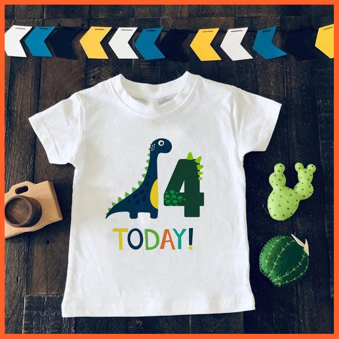 whatagift.com.au Kids T-shirts Dinosaur Birthday Number Cartoon Tee Tops | Children Animal Funny Kids T-shirt