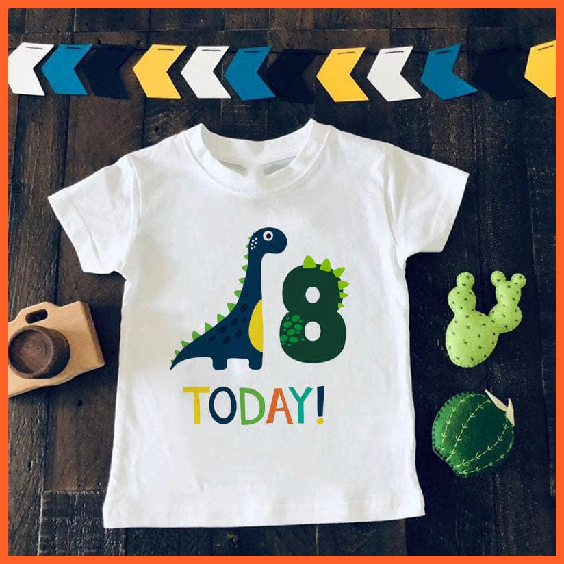 whatagift.com.au Kids T-shirts Dinosaur Birthday Number Cartoon Tee Tops | Children Animal Funny Kids T-shirt
