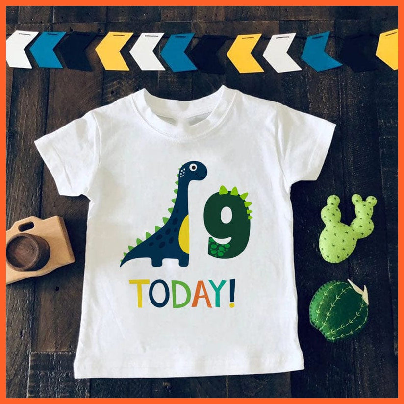 whatagift.com.au Kids T-shirts Dinosaur Birthday Number Cartoon Tee Tops | Children Animal Funny Kids T-shirt