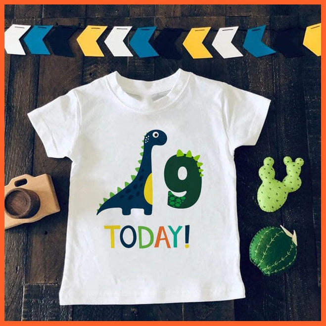 whatagift.com.au Kids T-shirts Dinosaur Birthday Number Cartoon Tee Tops | Children Animal Funny Kids Tshirt