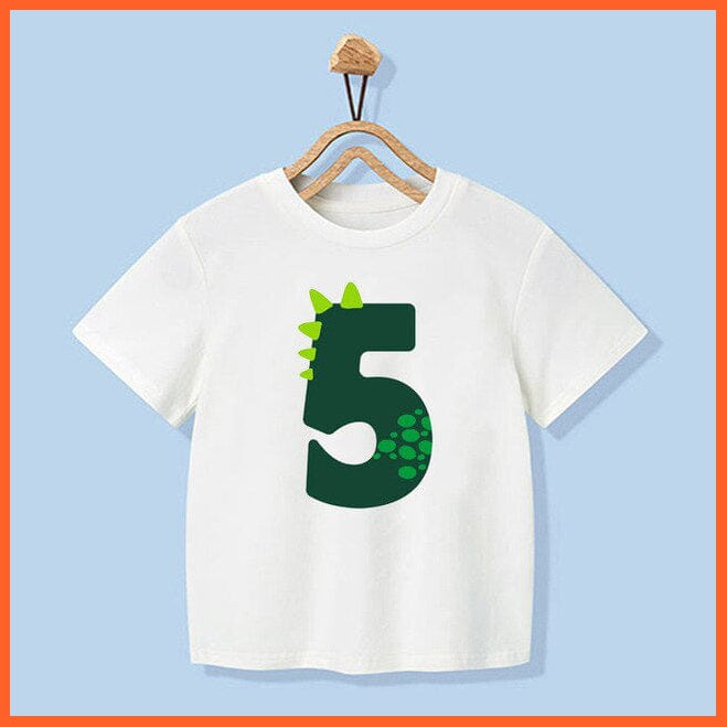 whatagift.com.au Kids T-shirts Dinosaur Birthday Number Cartoon Tee Tops | Children Animal Funny Kids Tshirt