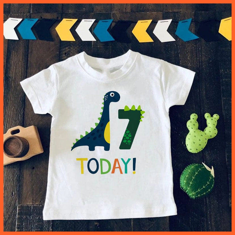 whatagift.com.au Kids T-shirts Dinosaur Birthday Number Cartoon Tee Tops | Children Animal Funny Kids Tshirt