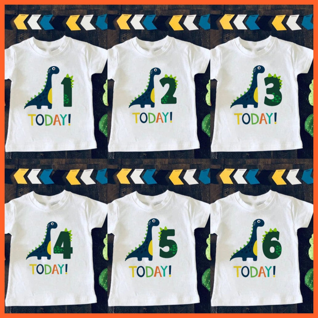 whatagift.com.au Kids T-shirts Dinosaur Birthday Number Cartoon Tee Tops | Children Animal Funny Kids Tshirt