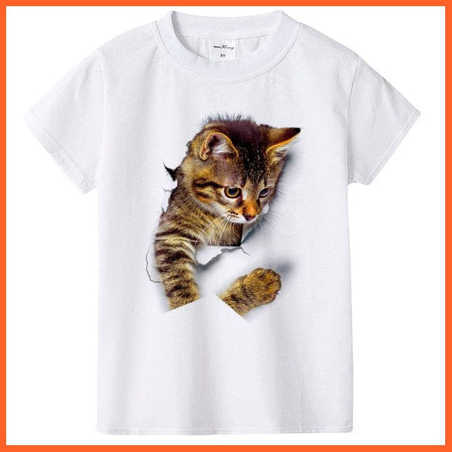 whatagift.com.au Kids T-shirts HC24-KSTWH- / 4T 2022 New Fashion Summer Cute Kids Short Sleeve Printed Cat T-Shirt Tops