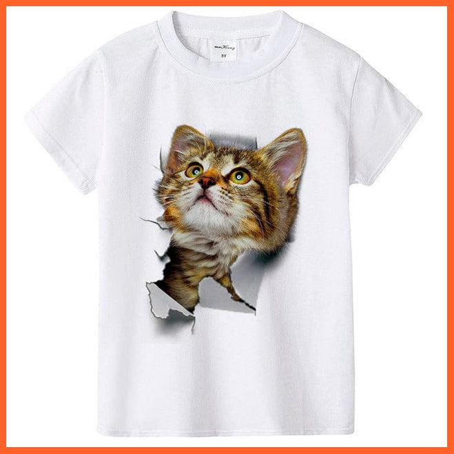 whatagift.com.au Kids T-shirts HC25-KSTWH- / 3T 2022 New Fashion Summer Cute Kids Short Sleeve Printed Cat T-Shirt Tops